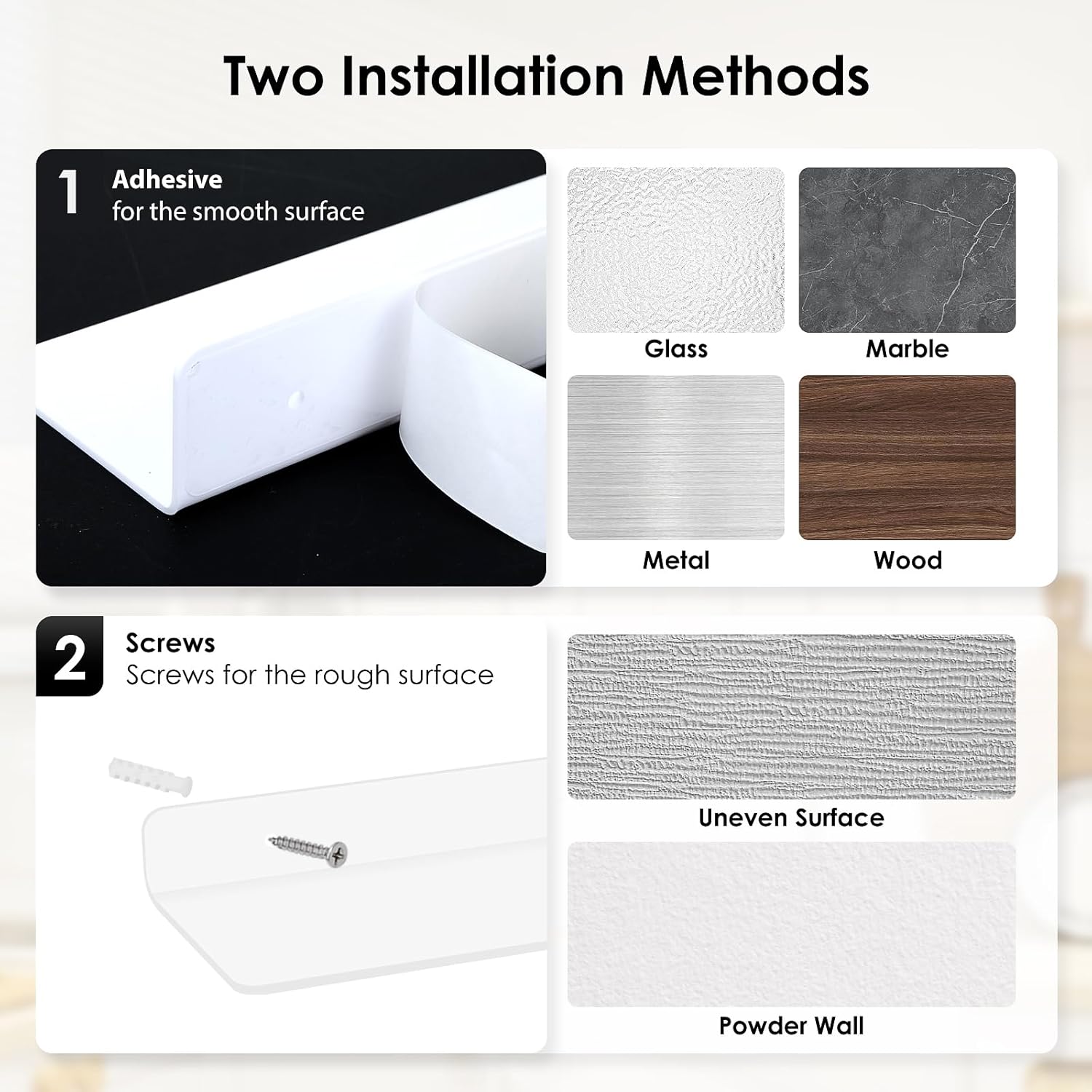 Fixwal Acrylic Floating Shelves Set of 3 White