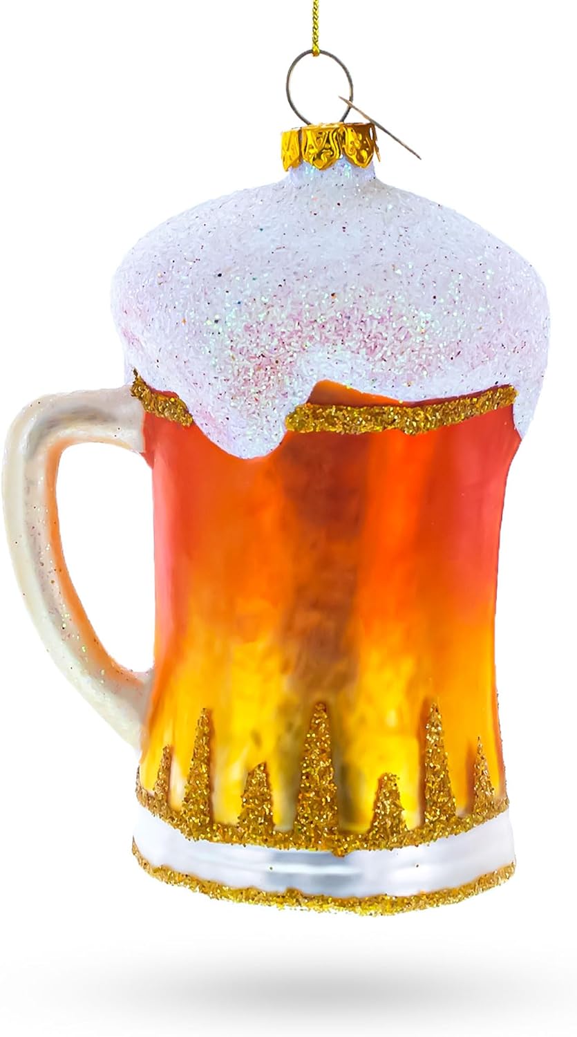 Frothy Beer Stein Blown Glass Christmas Ornament 1