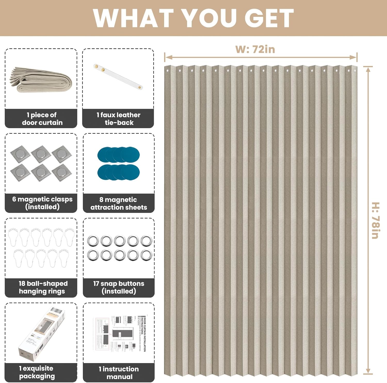 Jilron Accordian Door Curtain Blackout 1 Panel Off White
