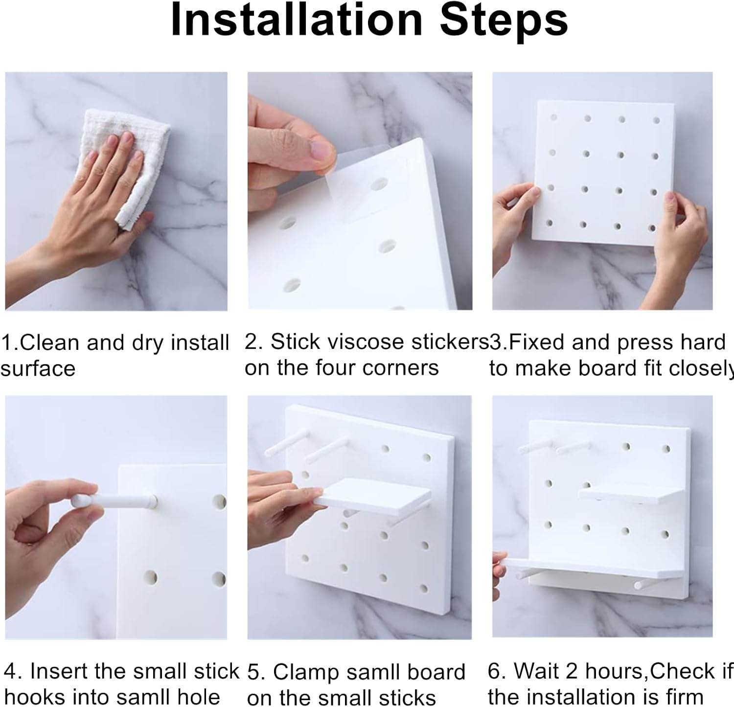 Pegboard Shelf Set with Hooks No Drilling