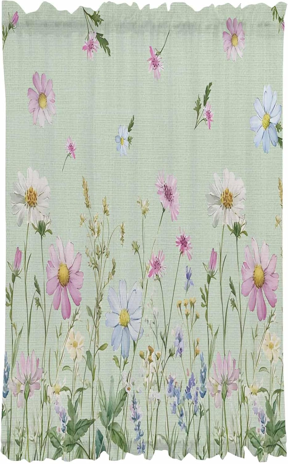 Flower Green French Door Curtain with Tieback