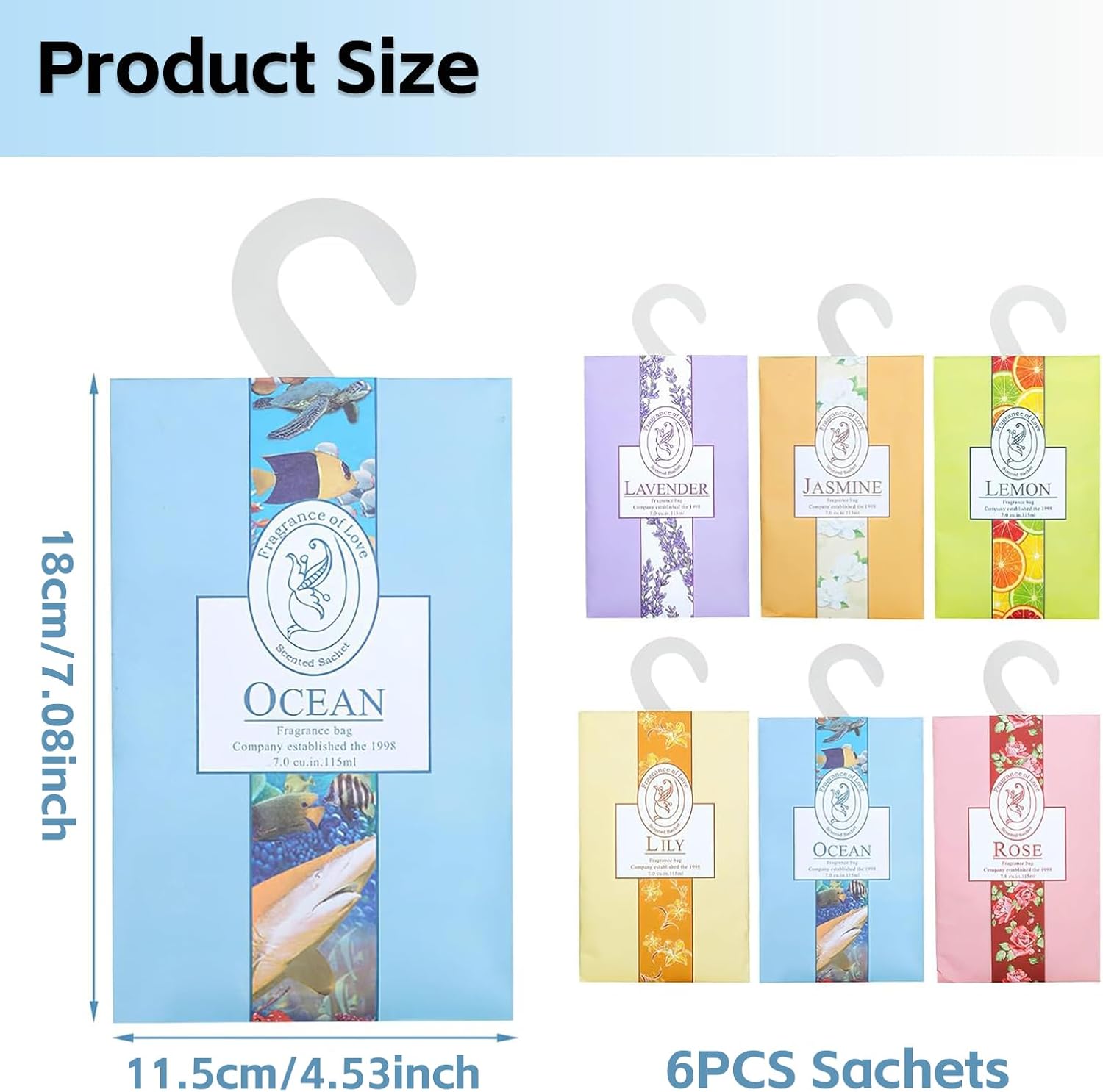 Wardrobe Fresheners with 6 Natural Scents and Hanging Hooks