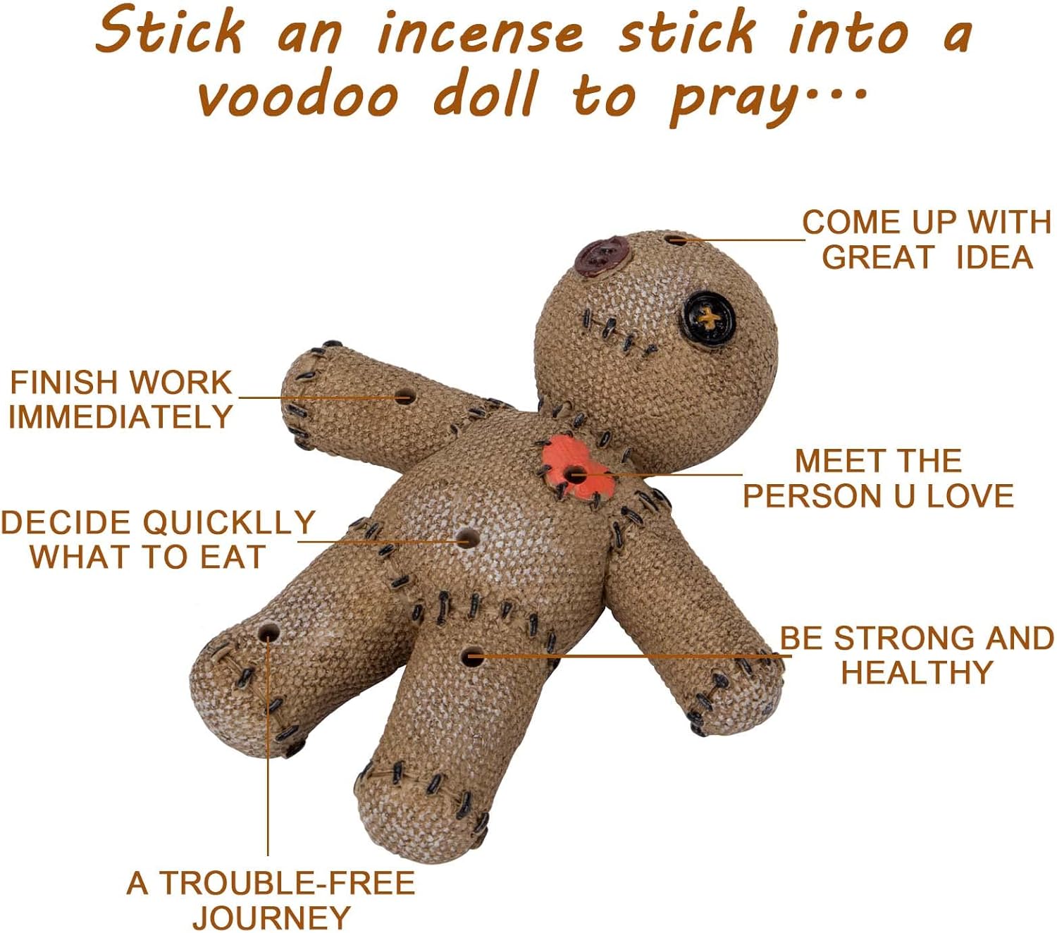 Voodoo Doll Incense Holder with Ash Catcher
