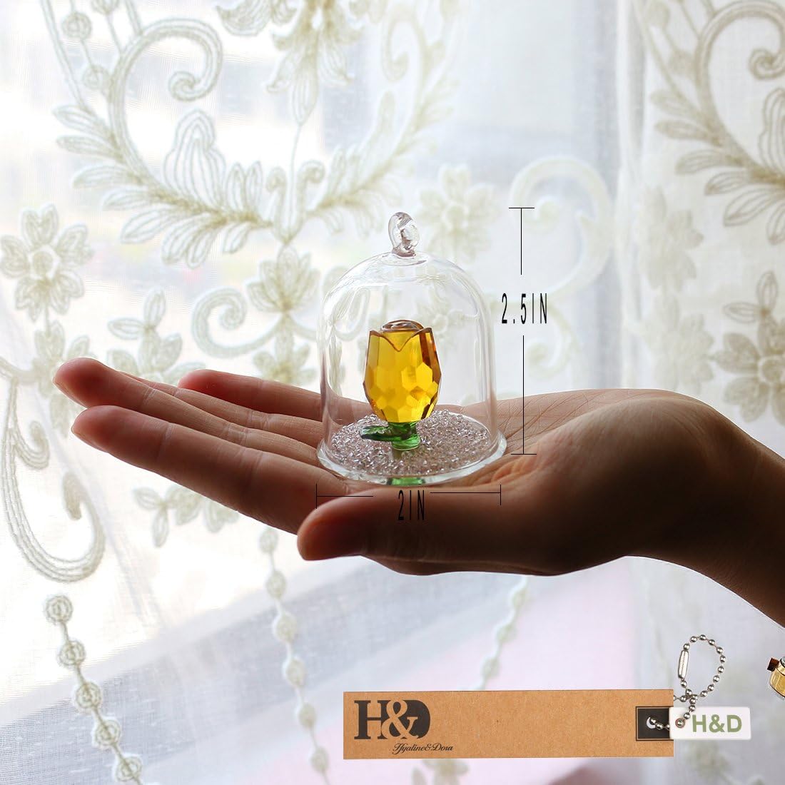 HD Crystal Rose Glass Hanging Decor Ornament