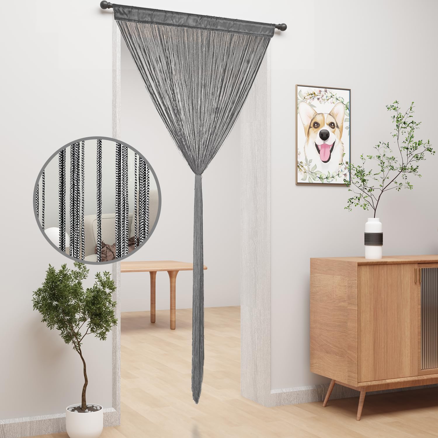 YIIBAII Door String Curtains Grey 39x79