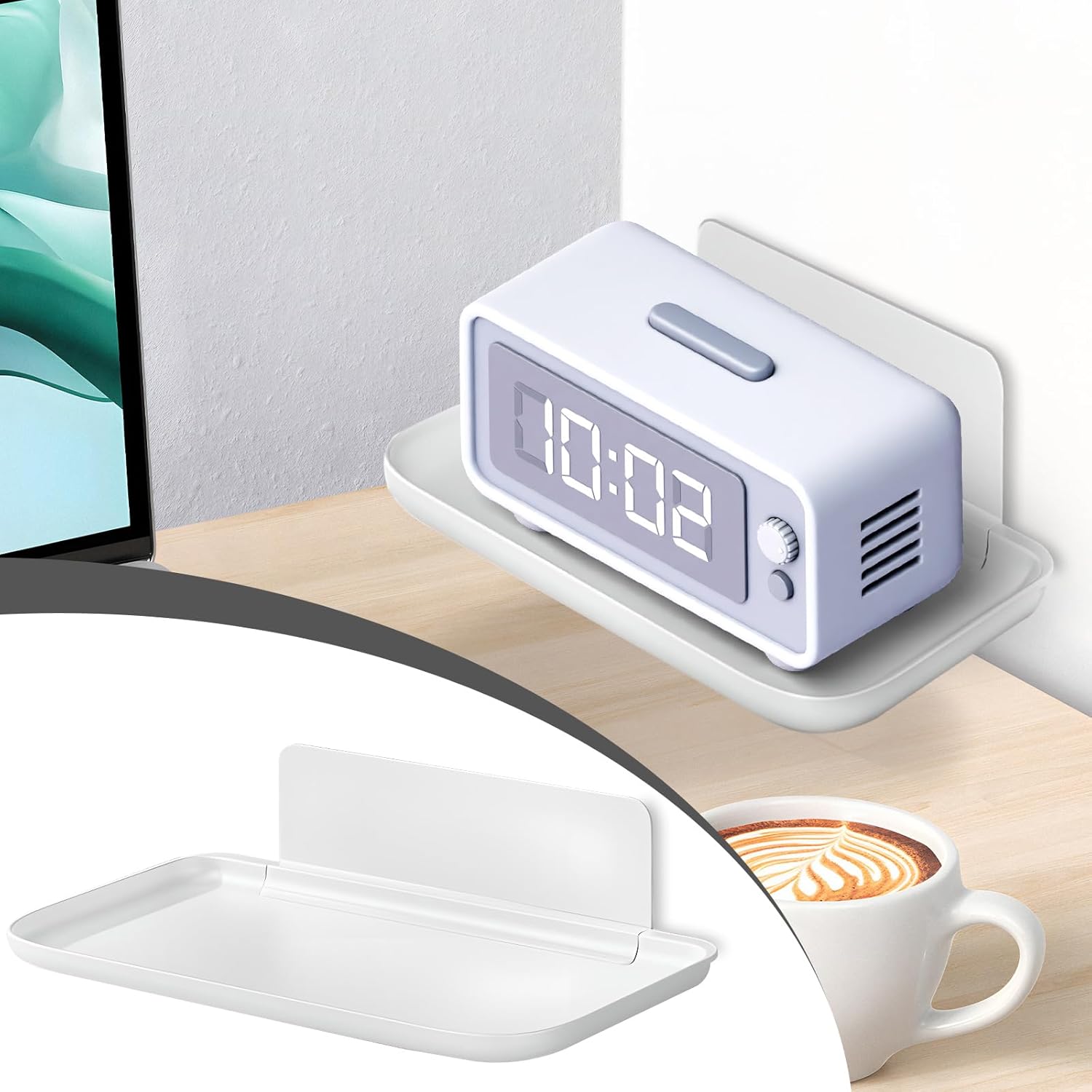 Bagentry 2 Pack White Plastic Folding Wall Shelf Set