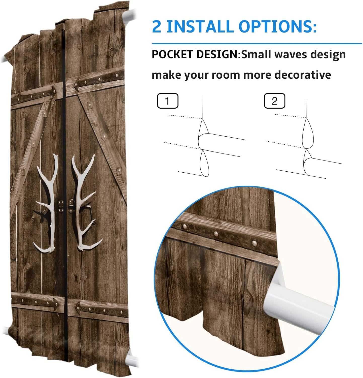 French Sidelight Front Door Curtain 25x40 Rustic Wooden