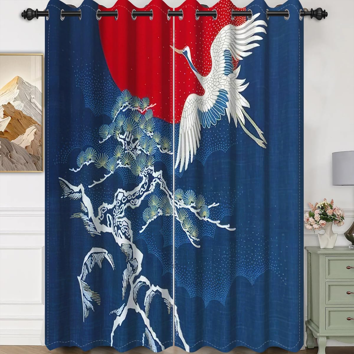 Umpoo Japanese Style Blackout Curtains 2 Panel Set 52x72 Inch