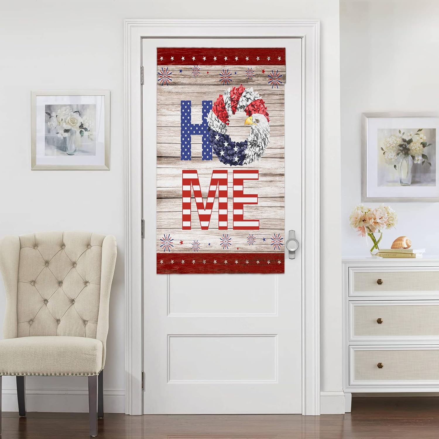 BEMIGO Door Curtains with July 4th Stars Firework Design