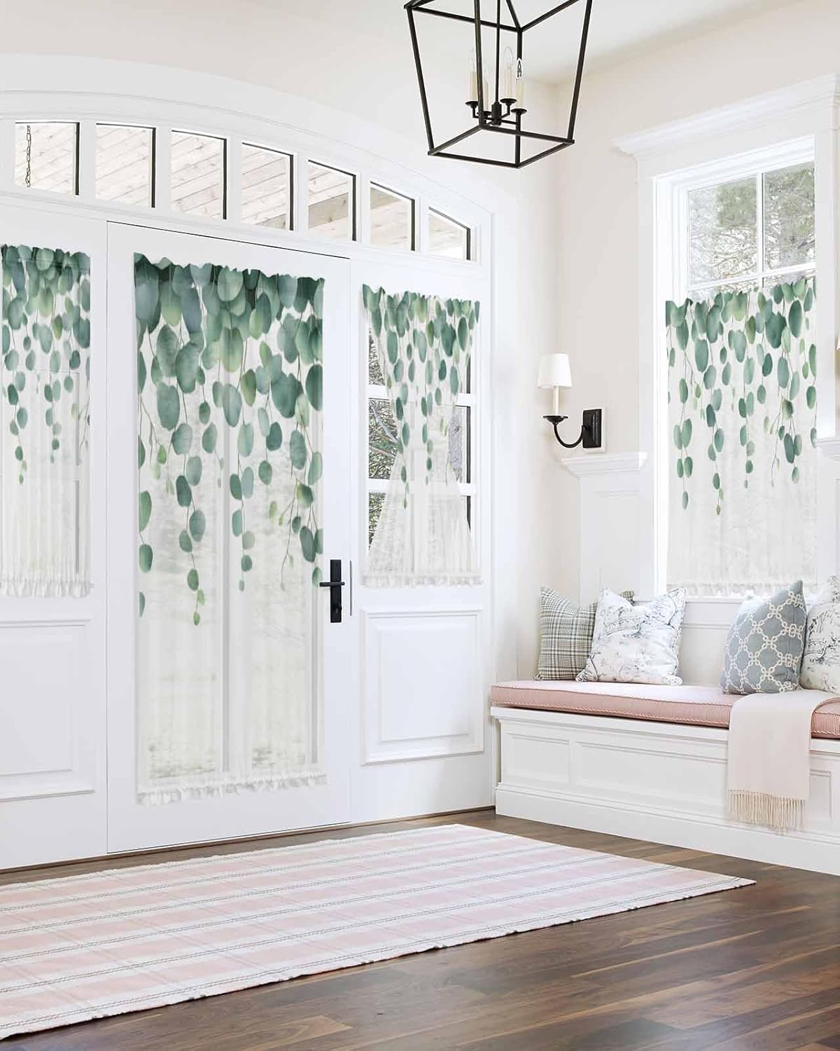 Spring Green Eucalyptus Leaf Door Curtains 54x40 Inch