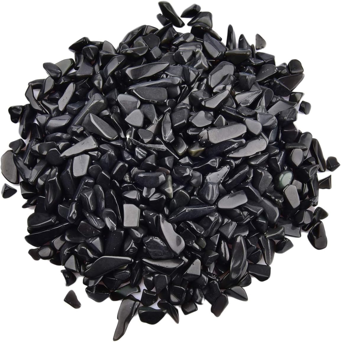 Black Obsidian Tumbled Chips Stone 1 Pound 5-7mm