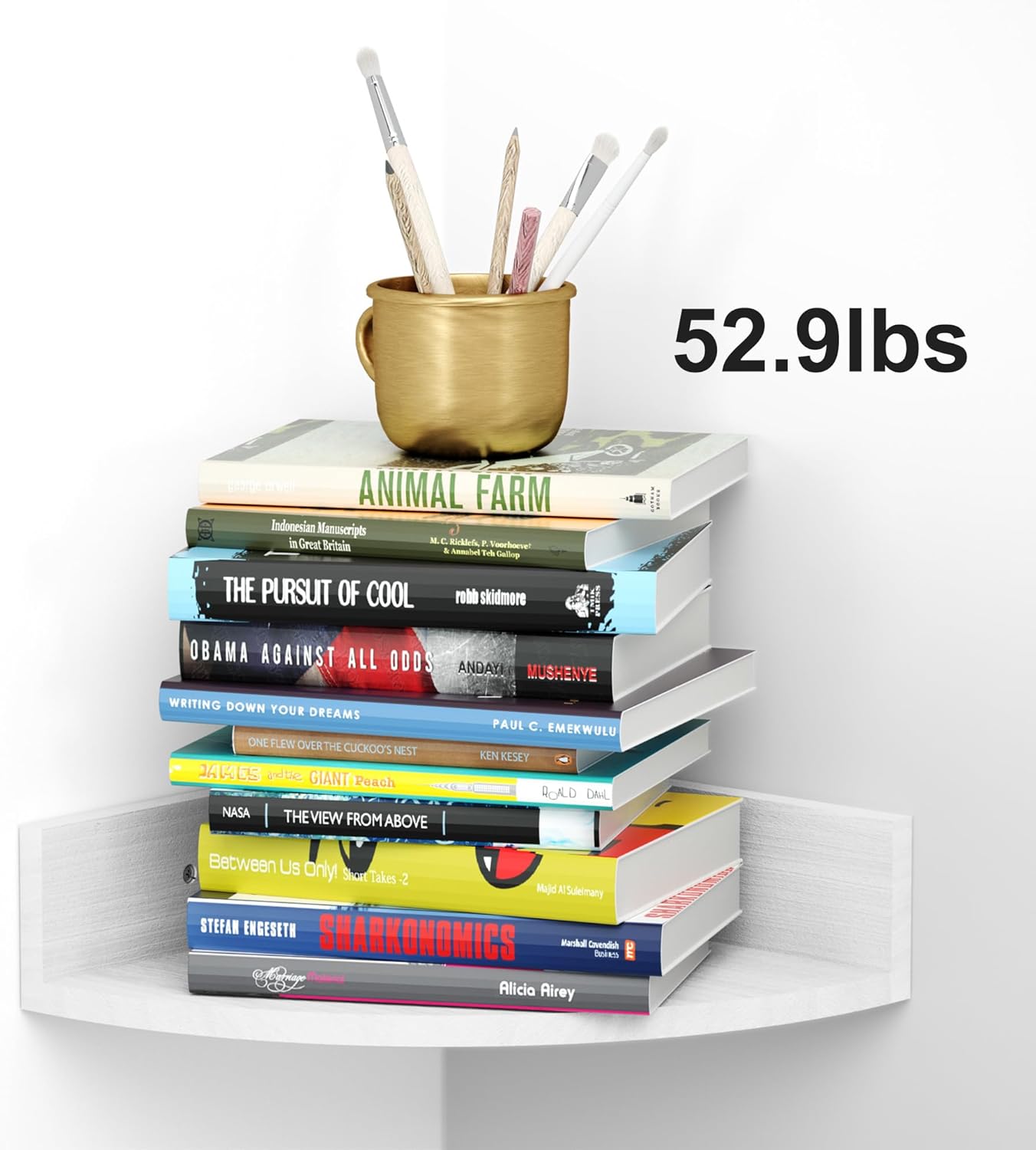 Alsonerbay Set of 4 White Corner Floating Shelves