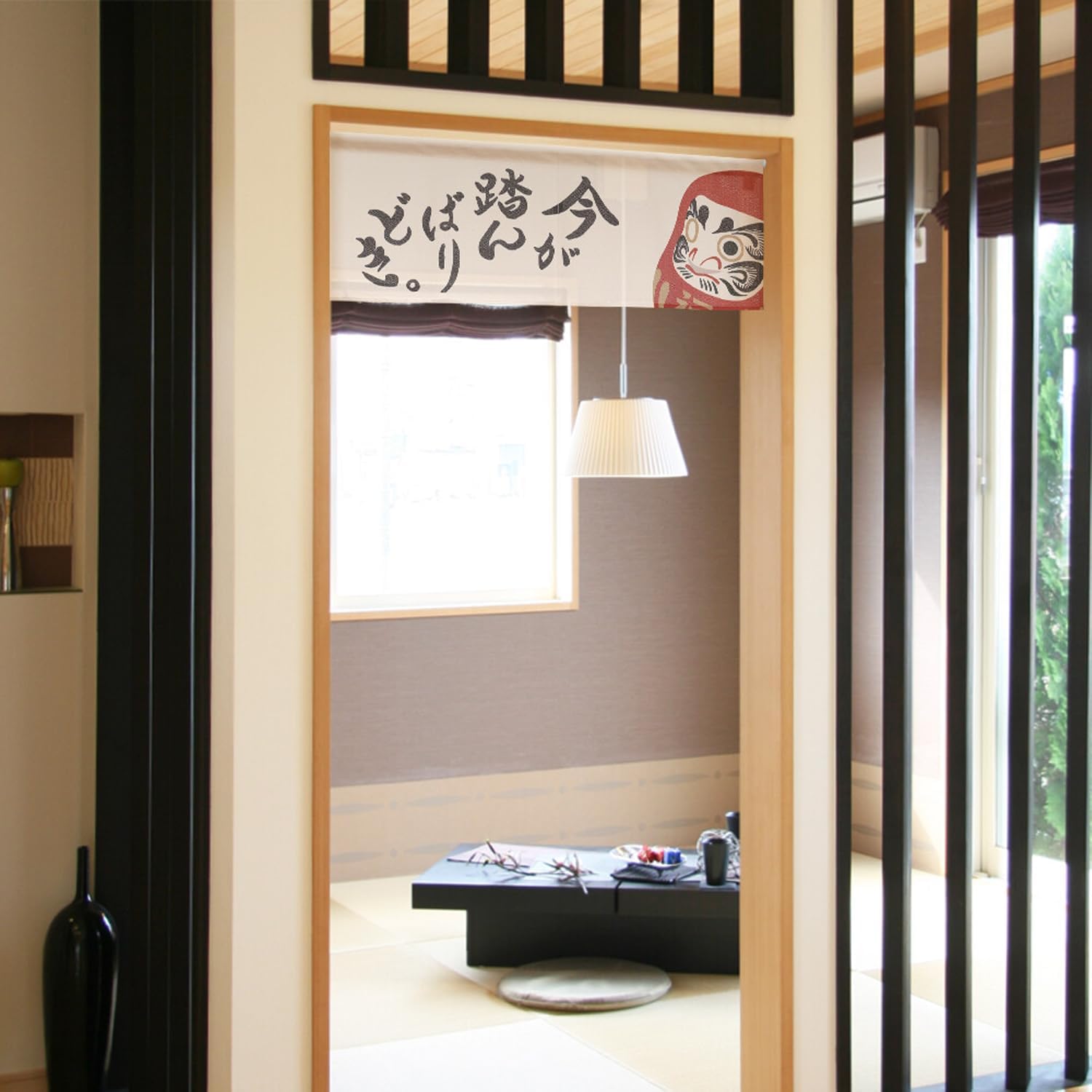 Japanese Noren Curtain with Daruma Design - 335 x 118 Inch