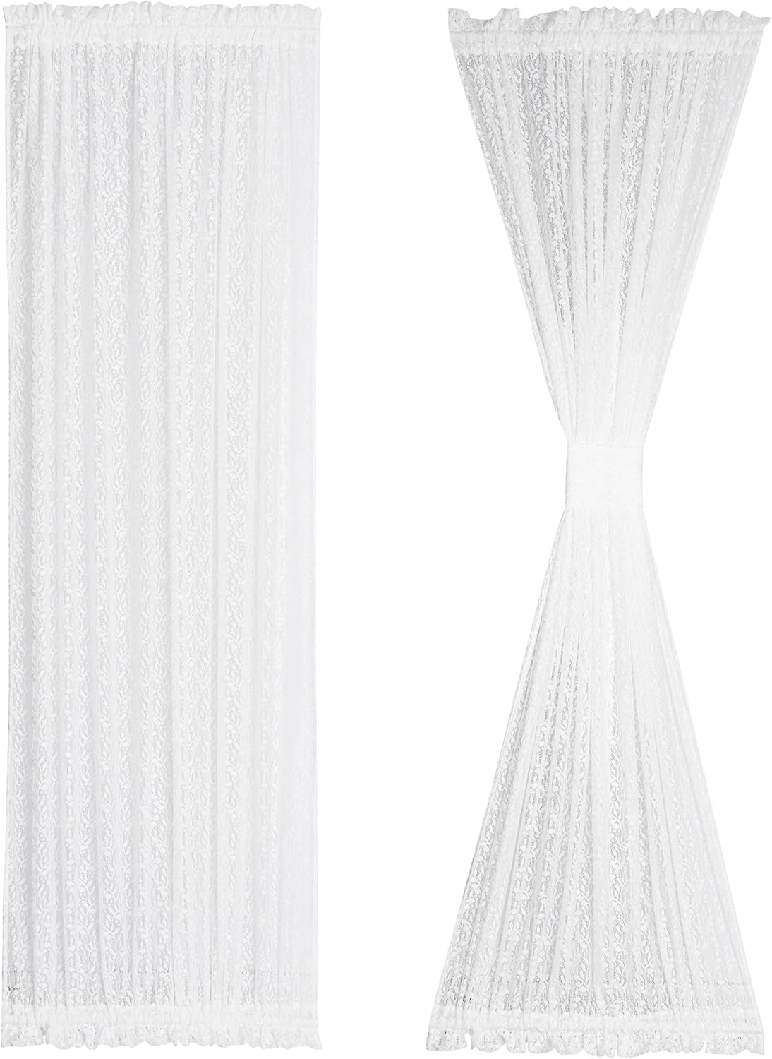 Lace French Door Curtain 72 Inch Long 2 Pack with Tieback