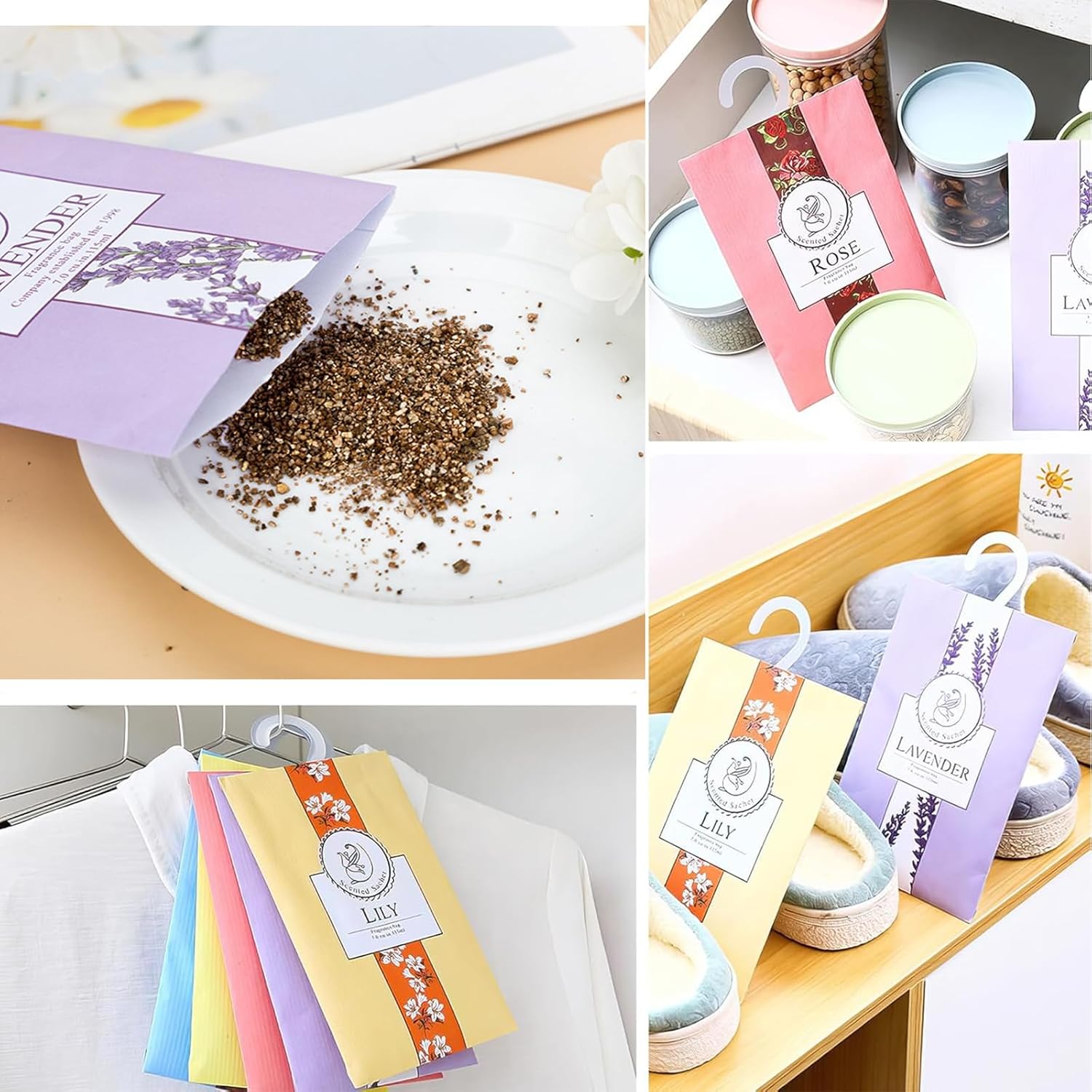 Wardrobe Fresheners with 6 Natural Scents and Hanging Hooks