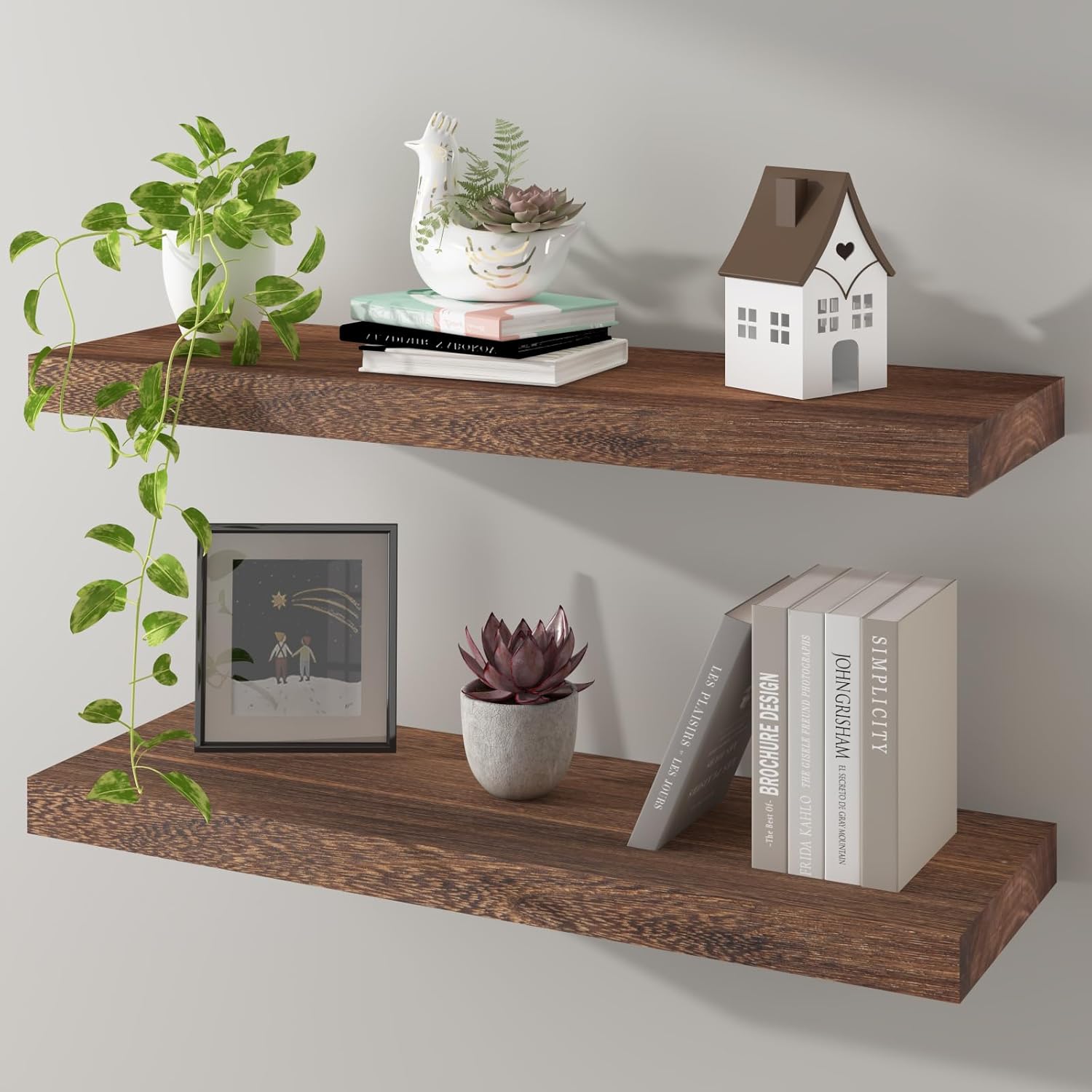 Kultilanda Floating Shelves 24 Inch Rustic Brown