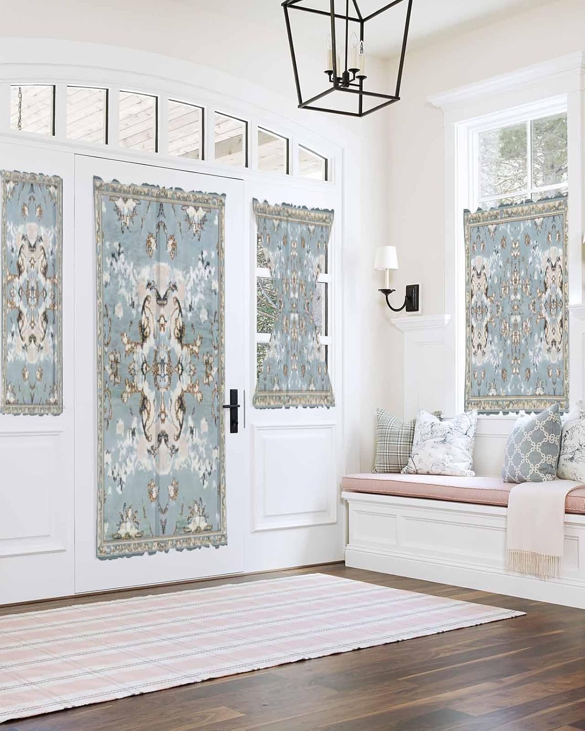Abstract Blue Door Curtains 54x40 Rod Pocket Panels