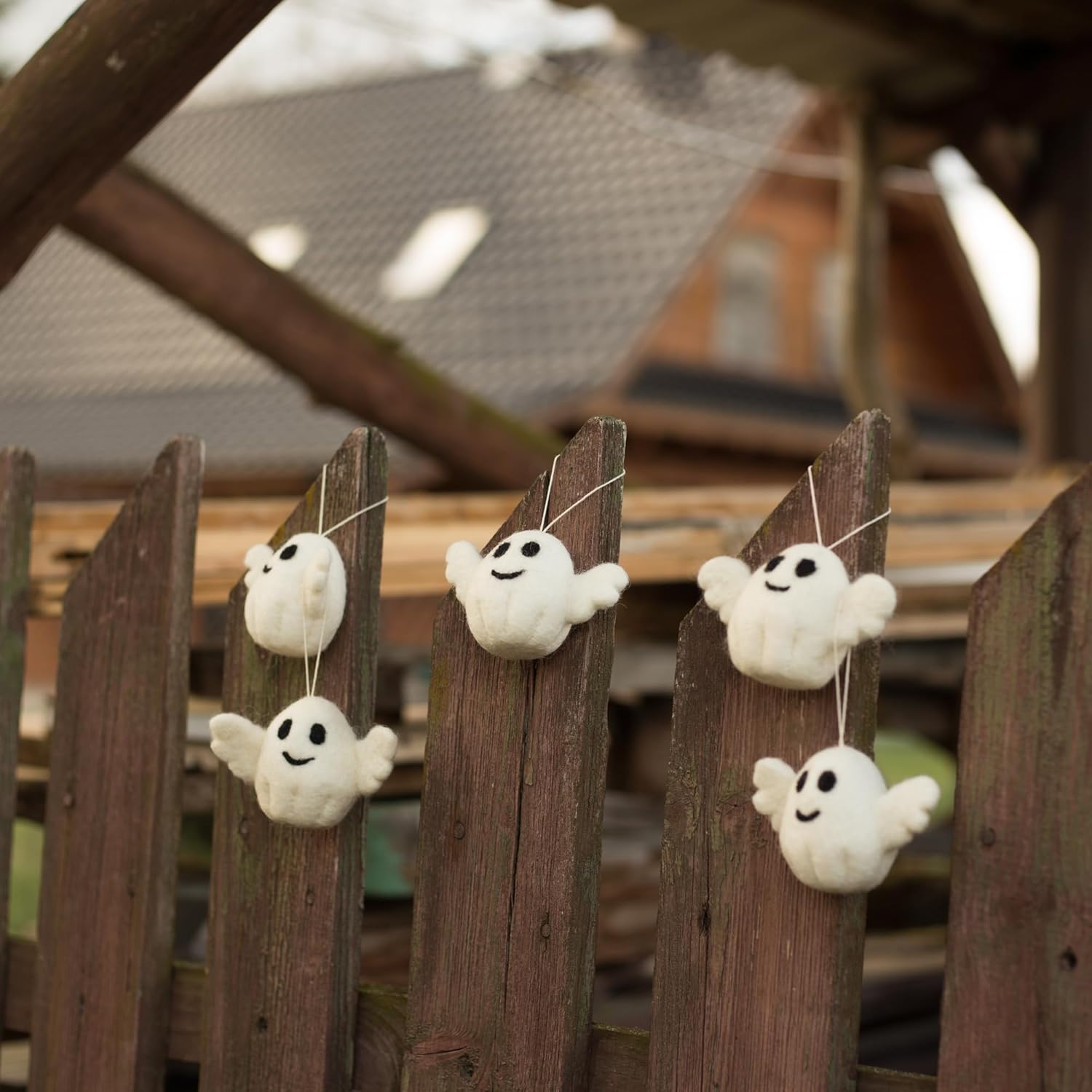 GLACIART ONE Wool Felt Ghost Halloween Decorations 5 Pack