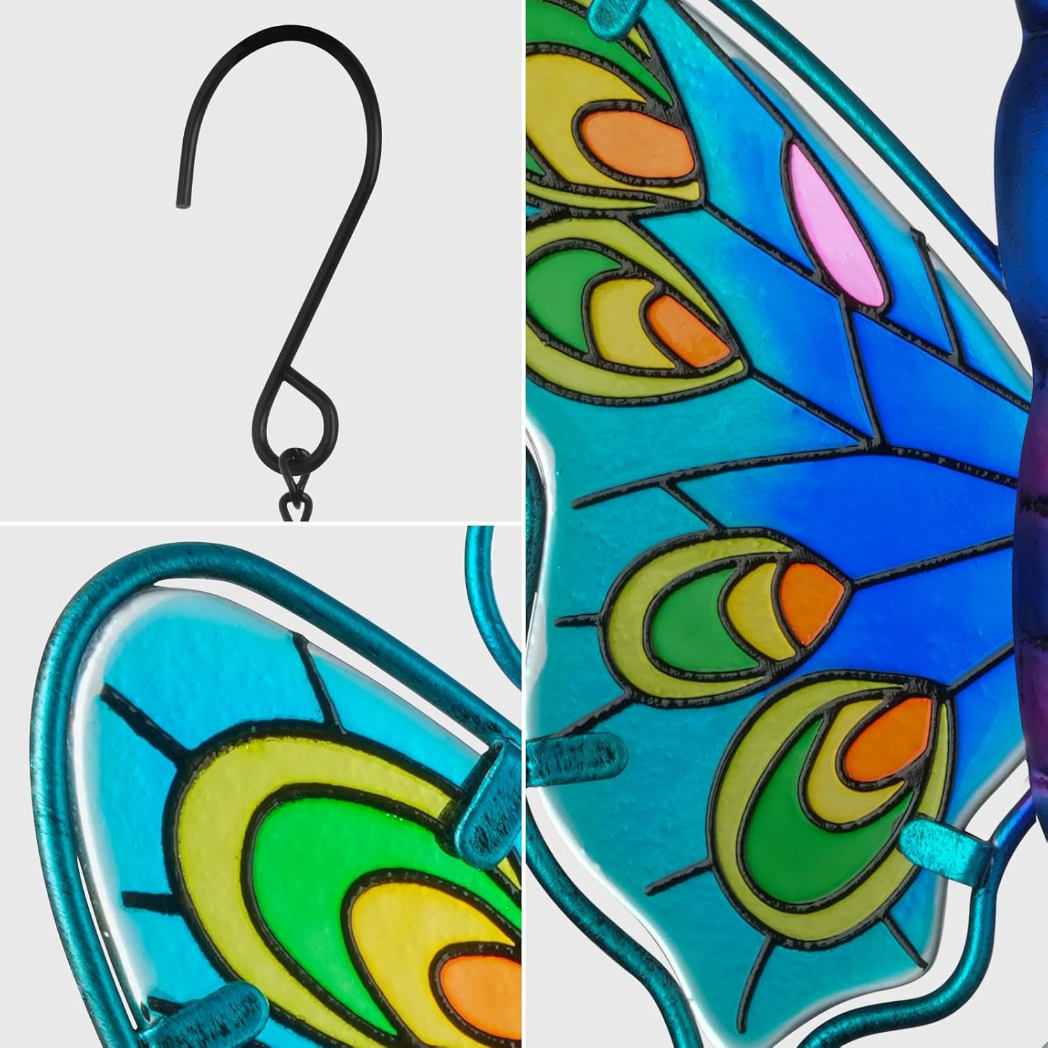 Butterfly Stained Glass Suncatcher with Chain Blue Decor