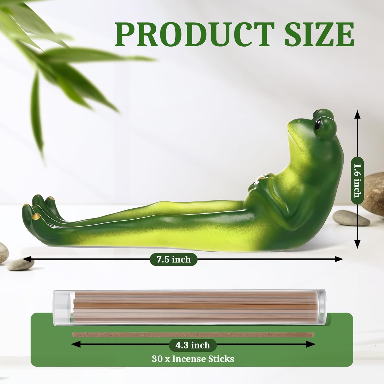 Green Frog Incense Stick Holder with 30 Sticks