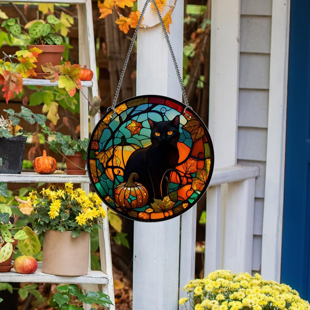 MATIHAY Black Cat Acrylic Window Hanging Decor