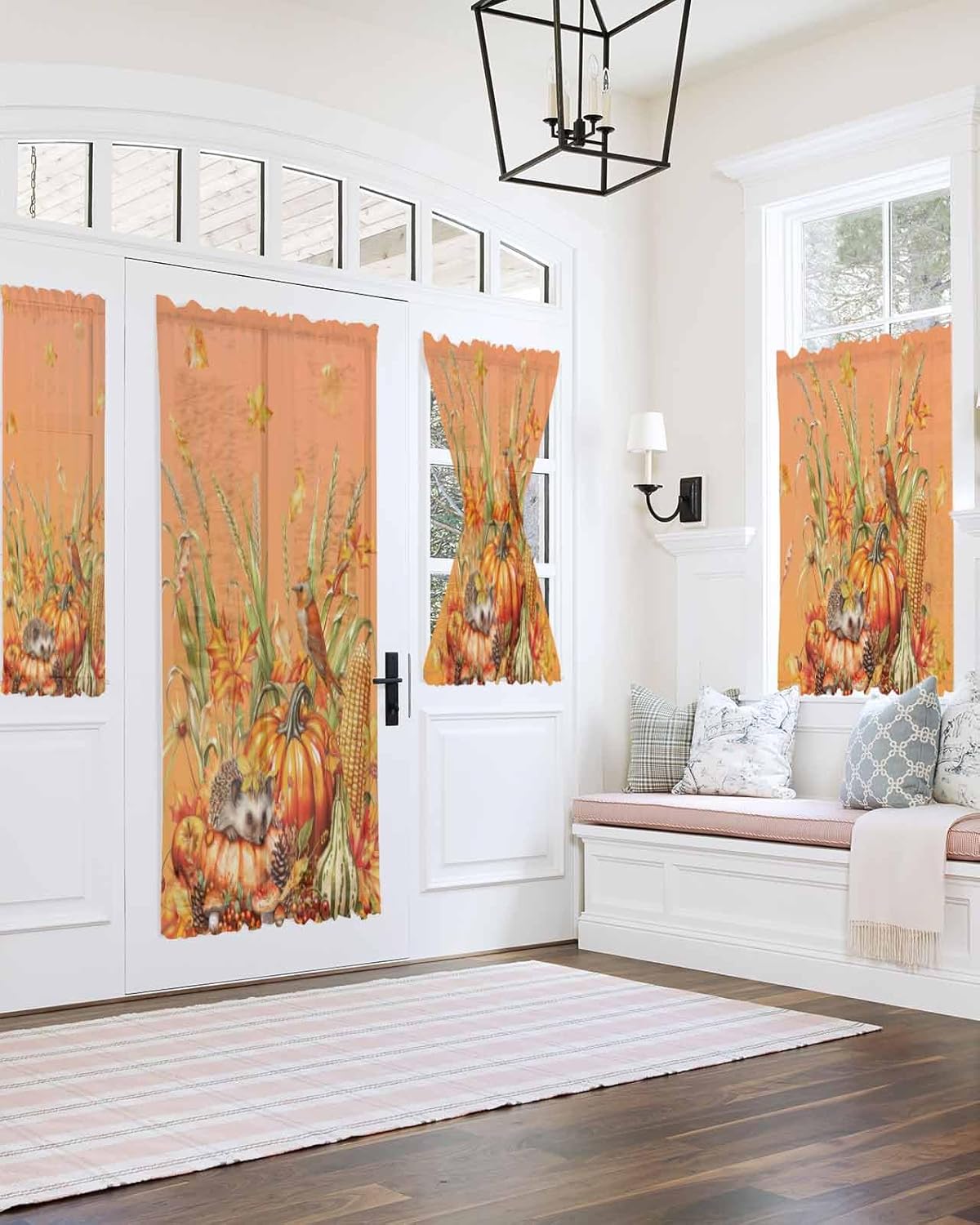 Fall Pumpkin French Door Curtain with Tieback