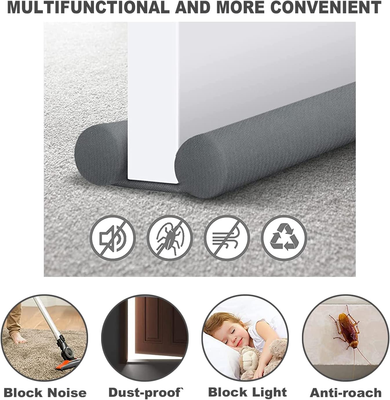 Gigbuff Cam Door Draft Stopper 30-36 Inches Gray