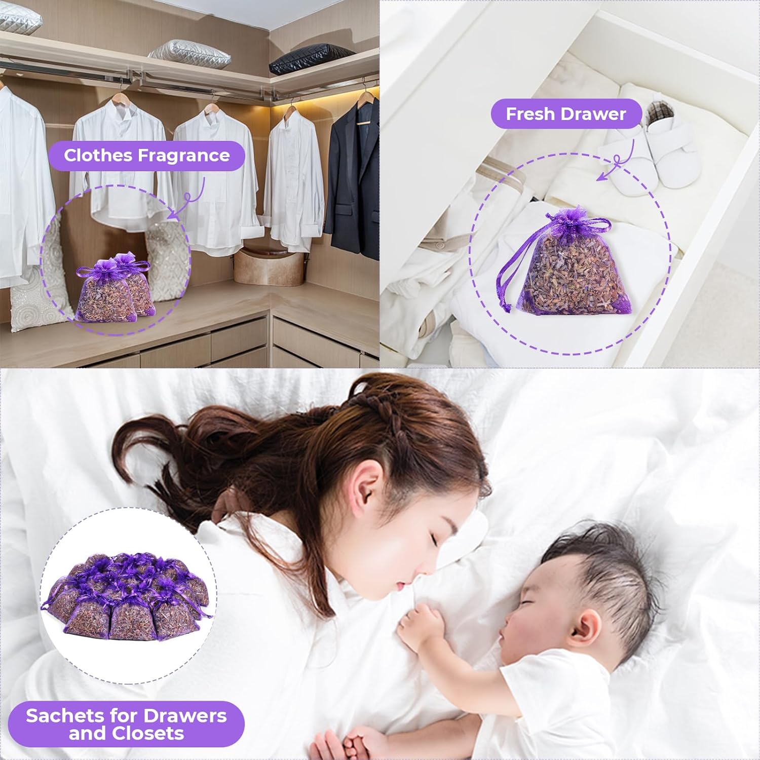 STRN 20 Pack Lavender Scented Sachets for Home and Gifts