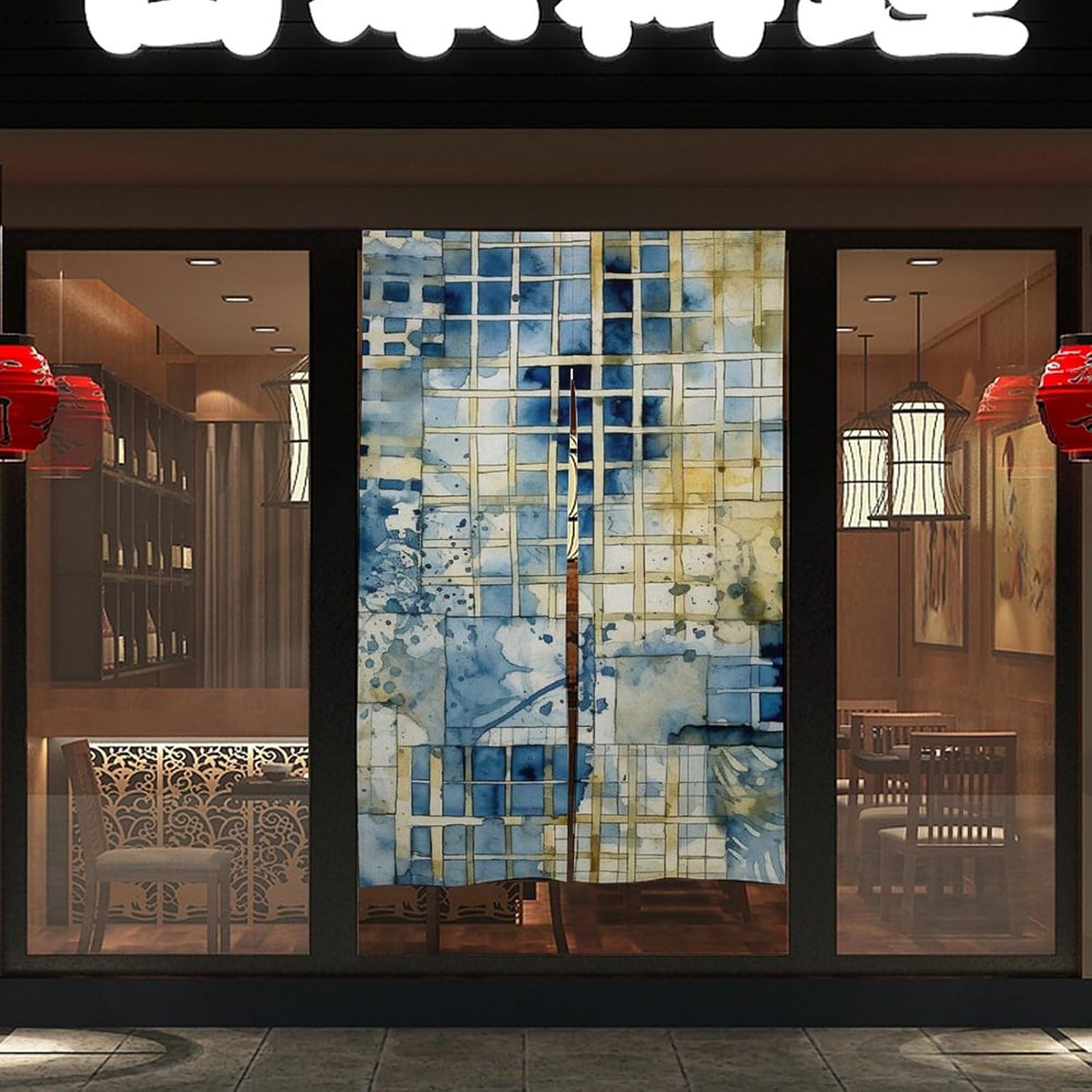 Japanese Noren Square Blue Door Curtain 34x57 Inch