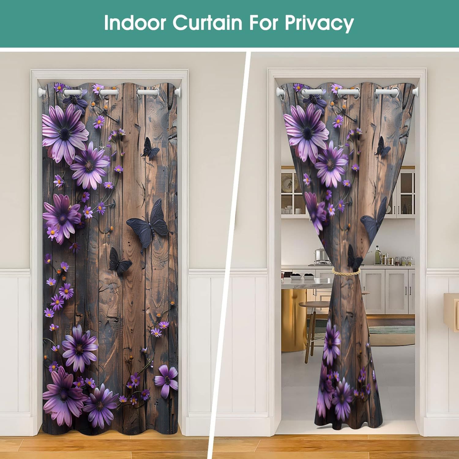 Lavender Door Curtain with Grommets 42x80 Inch