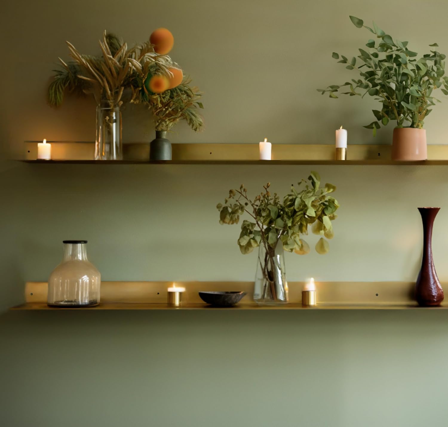 DIY CARTEL Linear Floating Shelf - Industrial Heavy Duty Metal Wall Mount Modern Rustic
