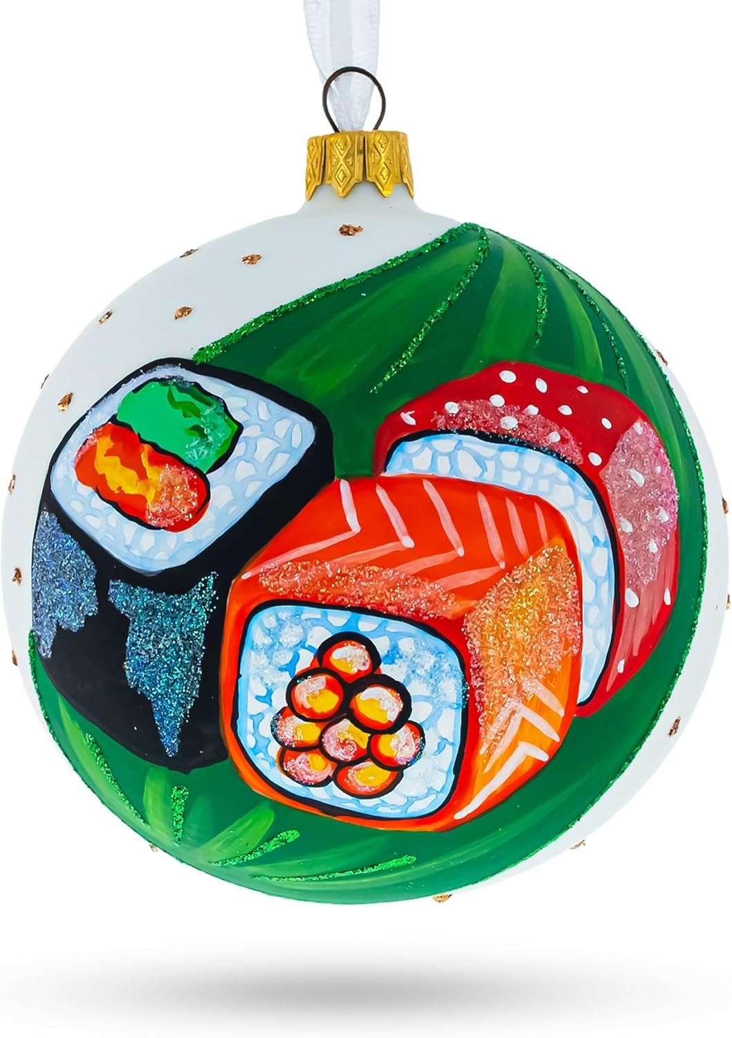 Sushi Lover Glass Ball Christmas Ornament 4 Inches 1