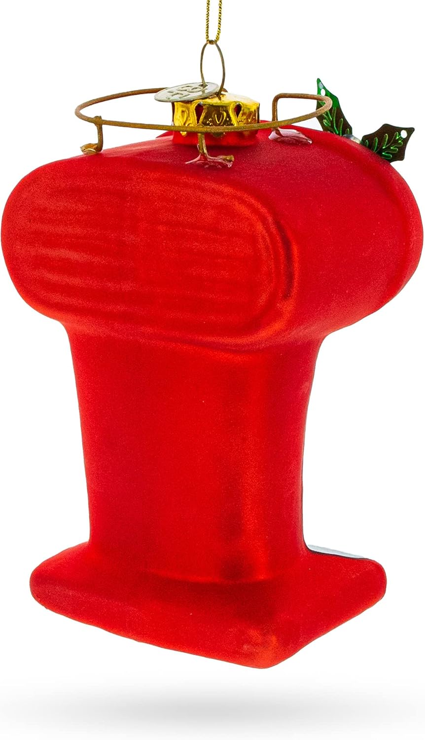 Vintage Red Espresso Machine Glass Christmas Ornament