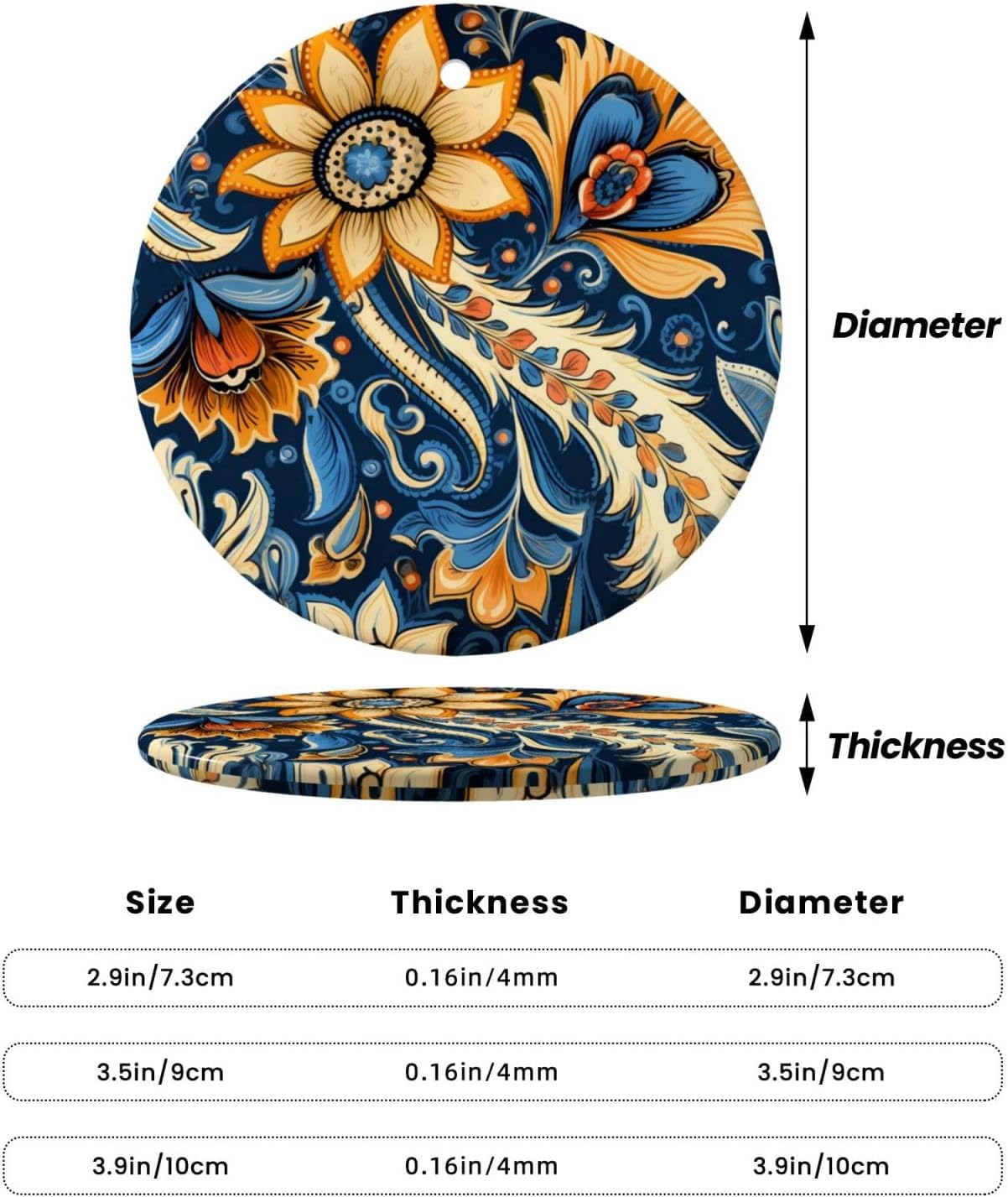 Retro Ceramic Flower Pendant Christmas Decor Hanging Ornament