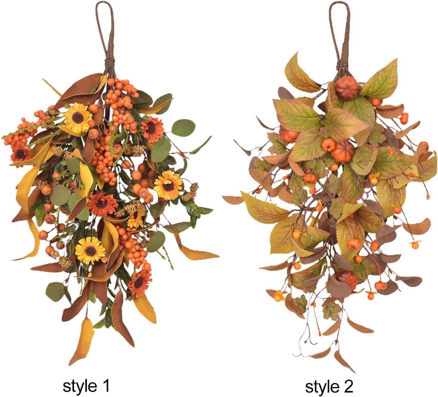 197 Inch Fall Harvest Teardrop Swag Wreath