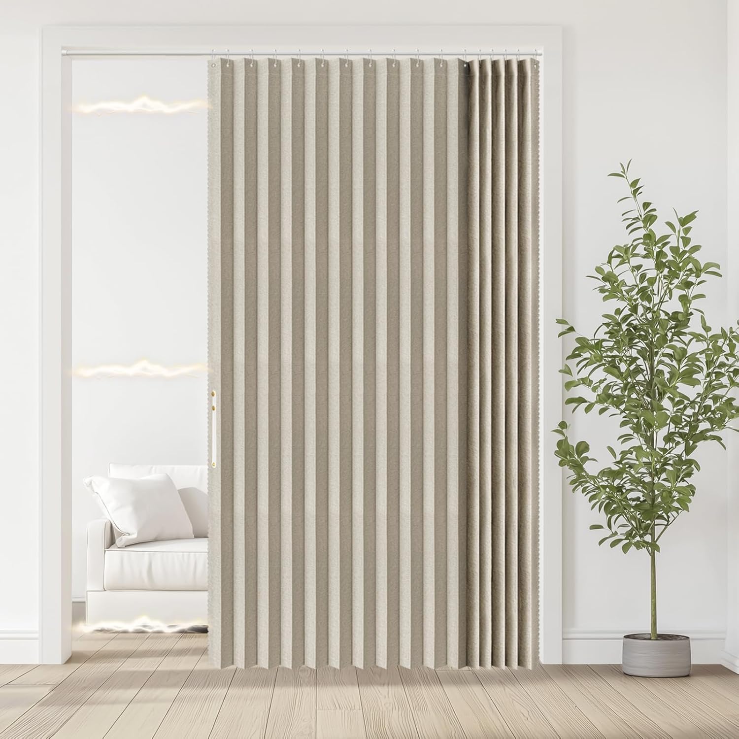 Jilron Accordian Door Curtain Blackout 1 Panel Off White