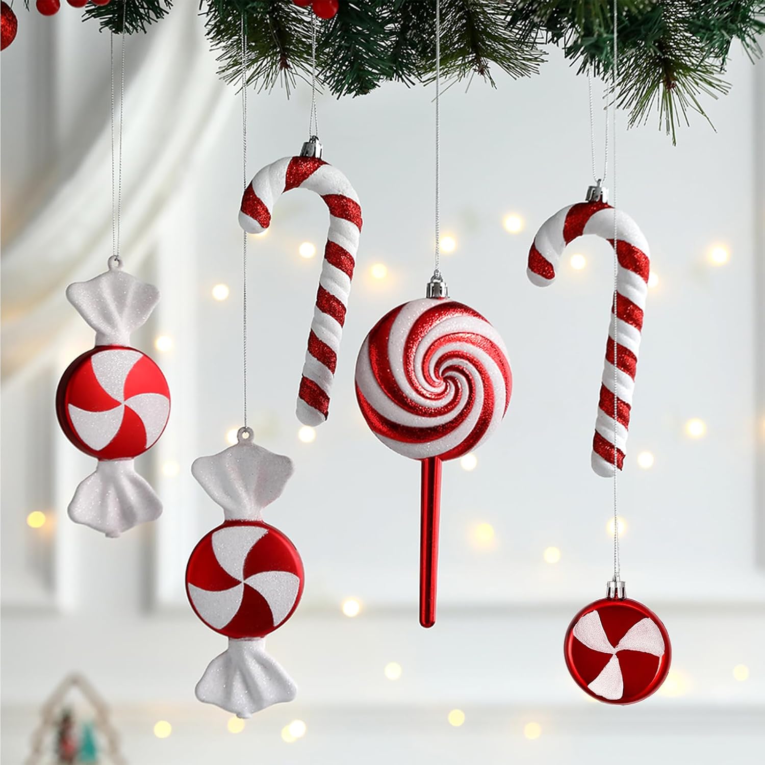 6PCS Mix Style Candy Canes Lollipop Christmas Ornaments Set