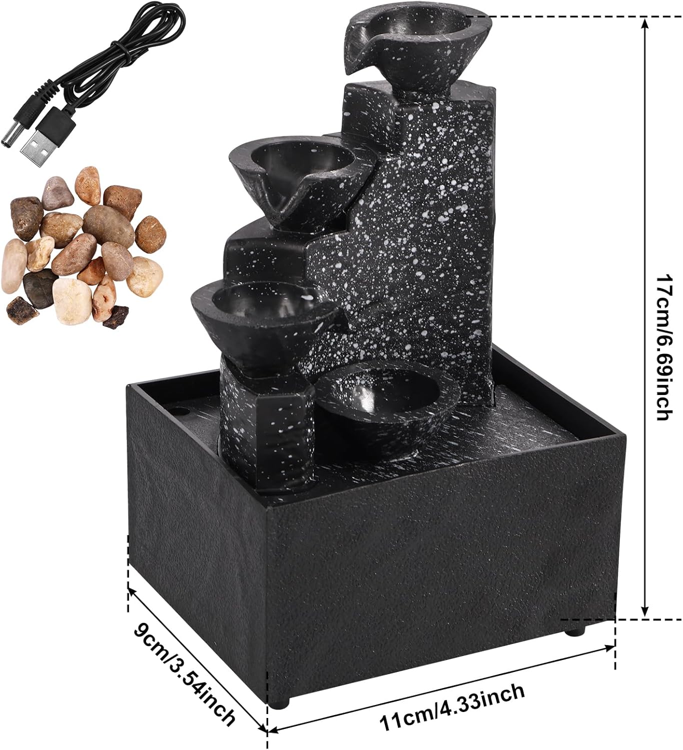 Tabletop Waterfall Decor with Soft Lights and Flowing Water