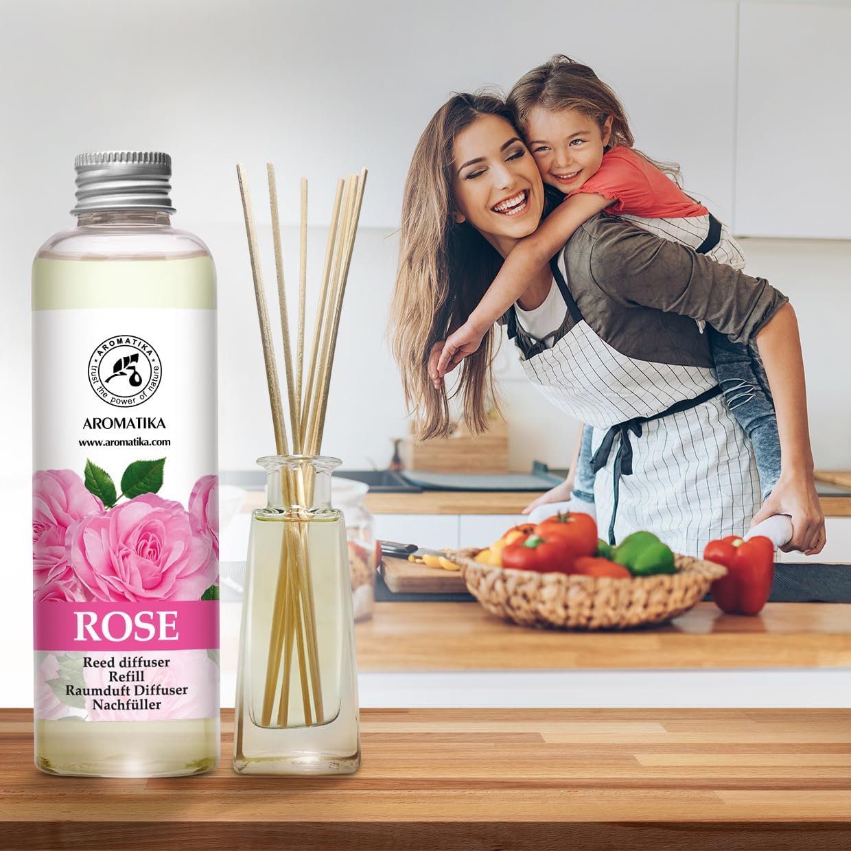 Rose Reed Diffuser Refill - 200ml Natural Fragrance