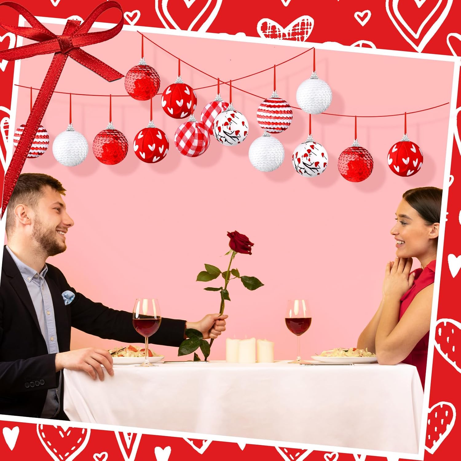 Riceshoot 12Pcs Valentine Tree Ornament Set