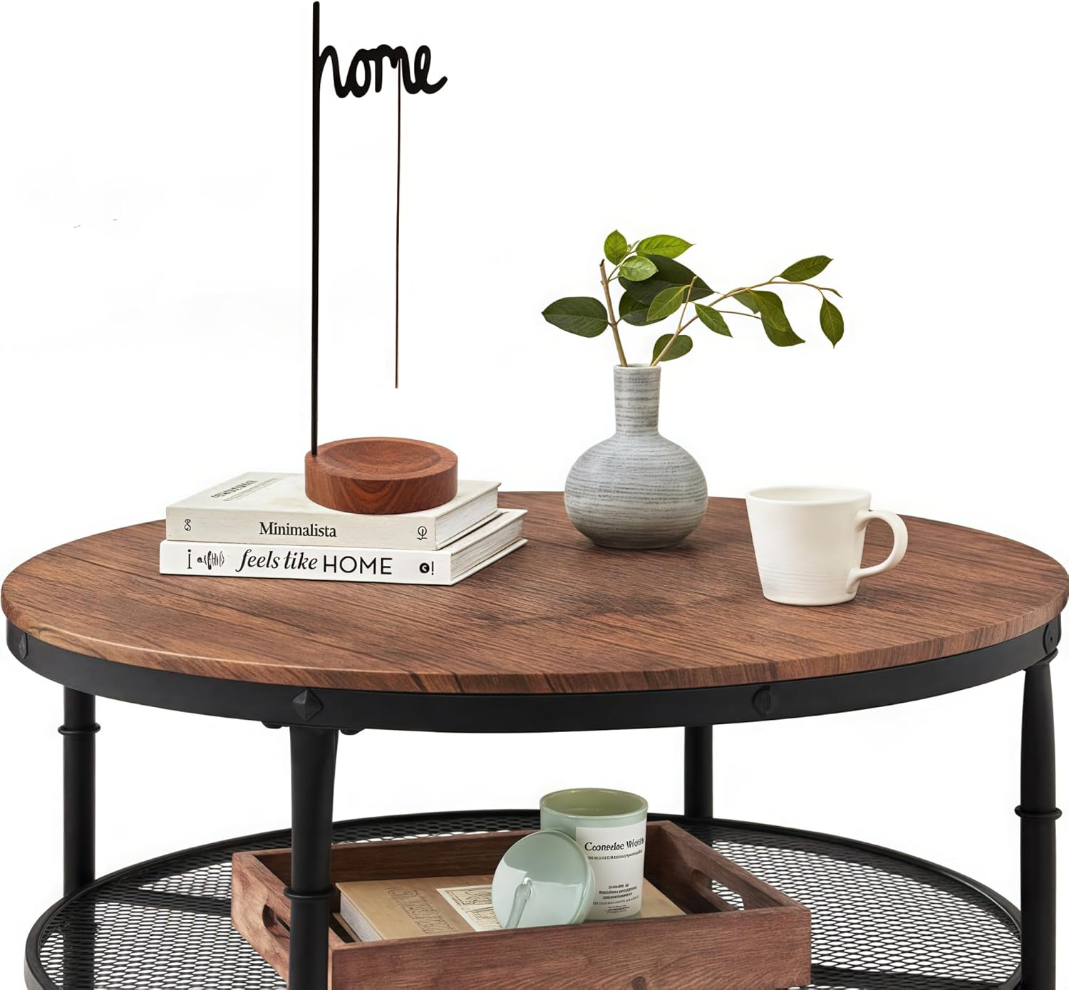 BYHER Incense Holder for Sticks Matte Black Wooden Burner with Tray