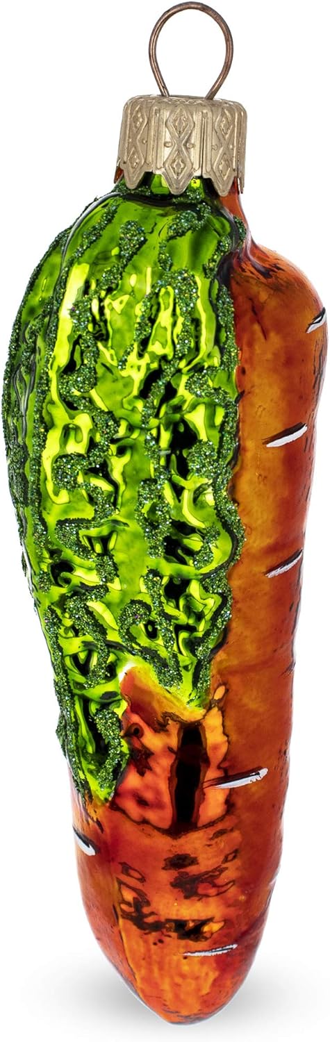 Shiny Carrot Glass Christmas Ornament 1
