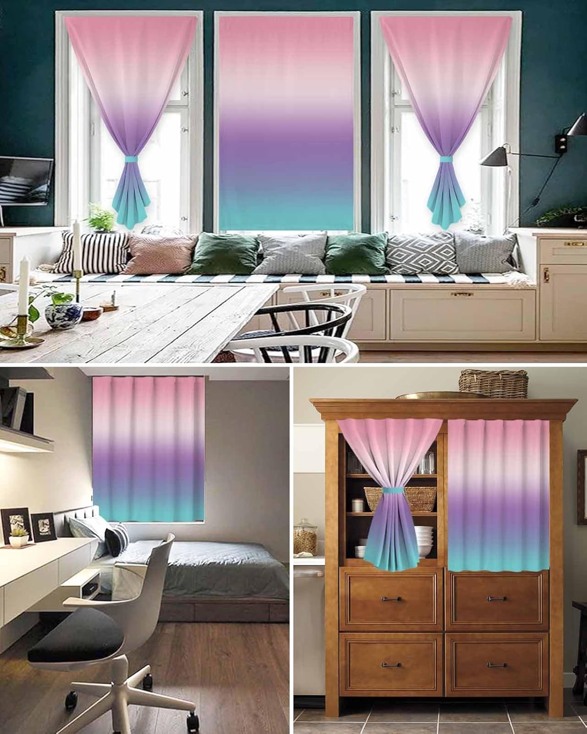 Yomandocix Rainbow Self Adhesive Curtains for Windows