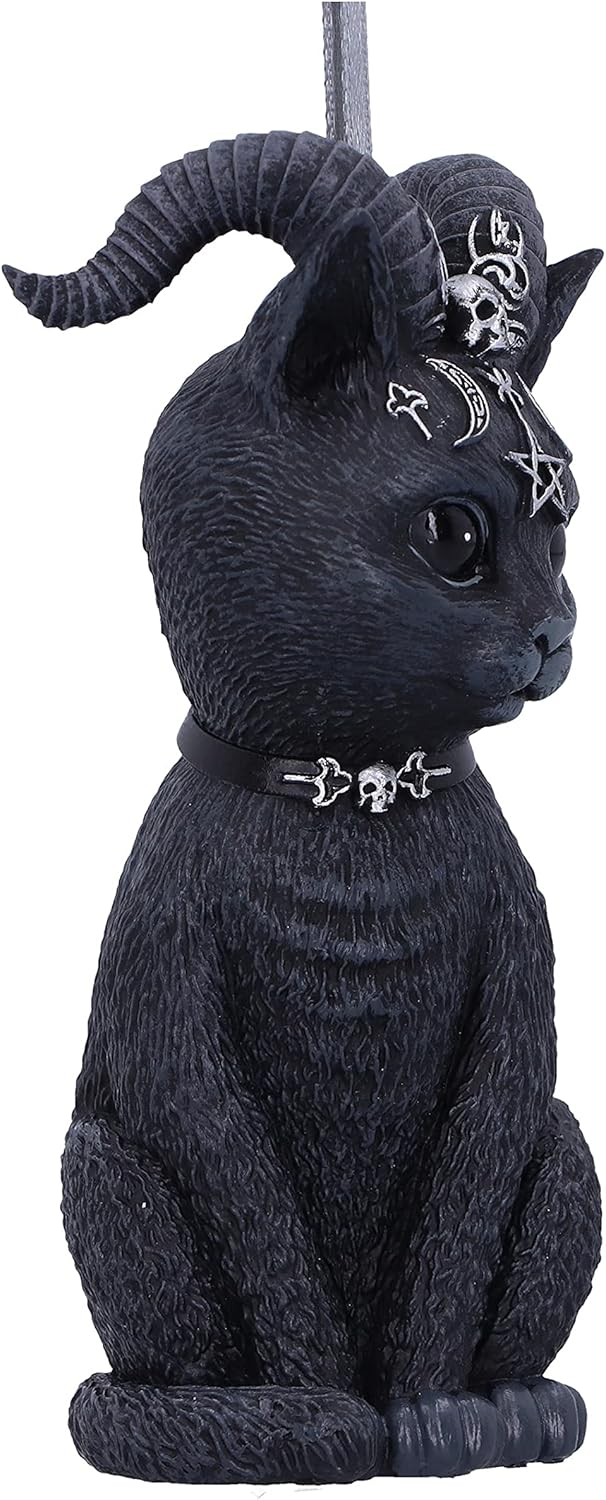 Nemesis Now Horned Cat Hanging Ornament 10cm Black Resin