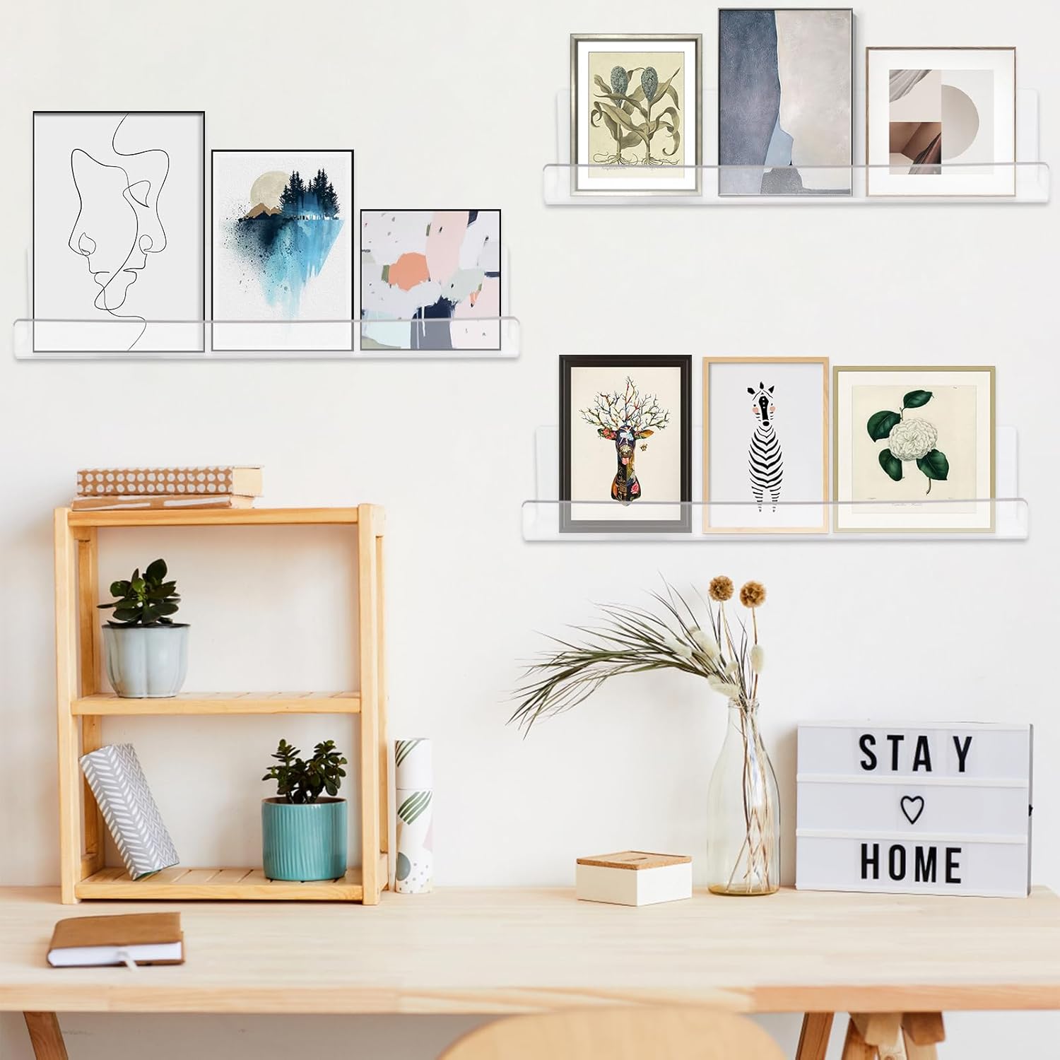 4 Pack Clear Acrylic Floating Shelves for Wall
