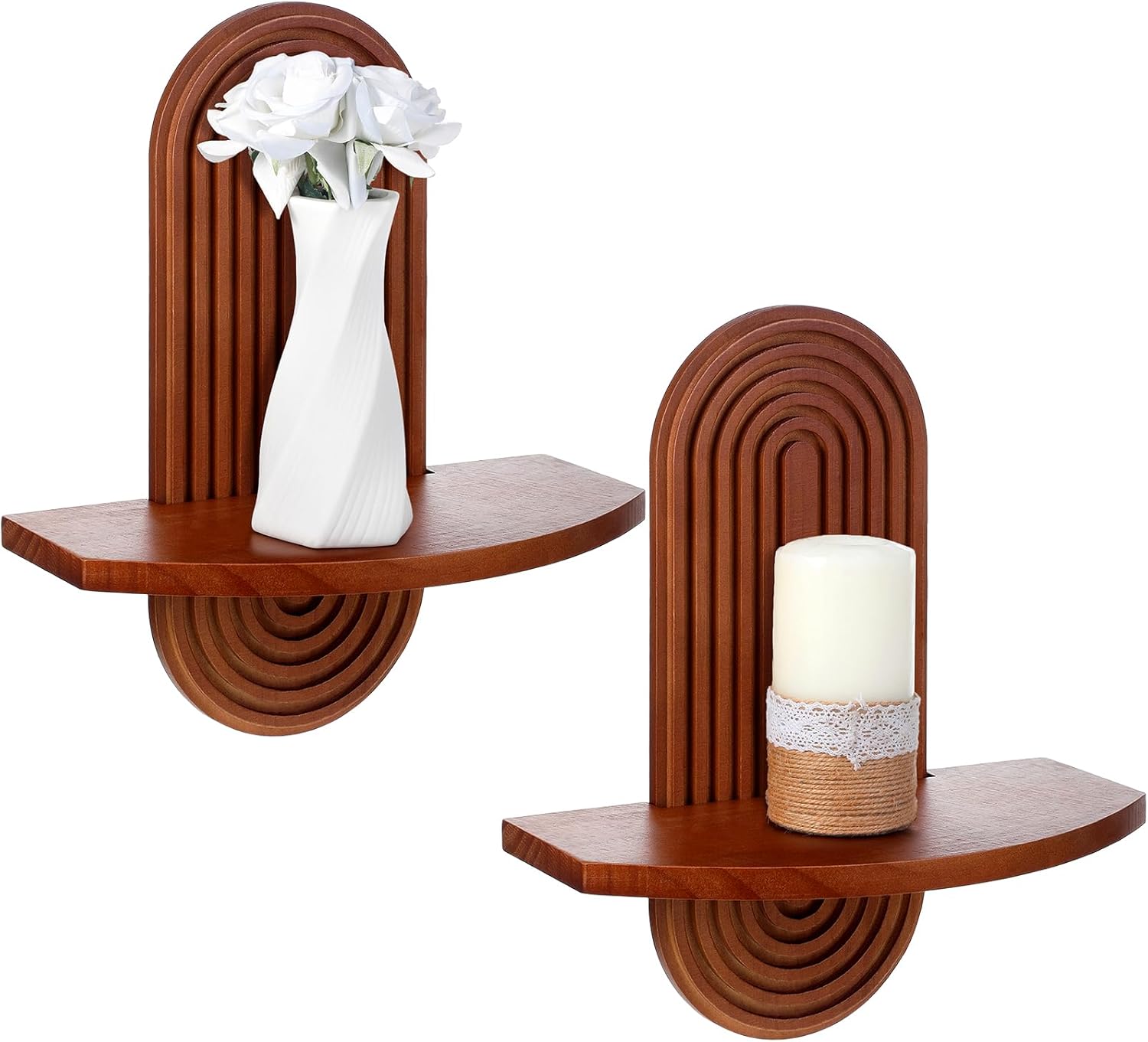 Suzile 2 Pcs Arched Wooden Boho Wall Shelves