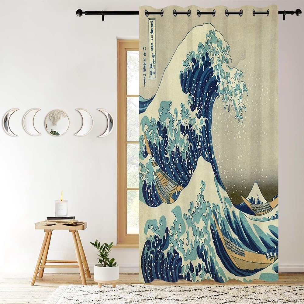 Leyiyi Japanese Door Curtain with Ukiyoe Design 60x80 Inch Panel