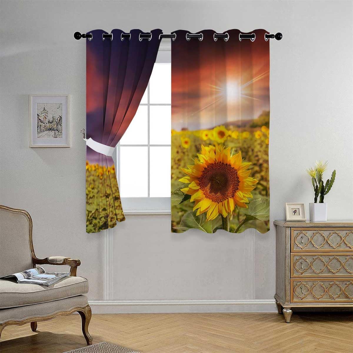 YANFENQI Blackout Curtains with Grommets 63Inch x 63Inch 2 Panels