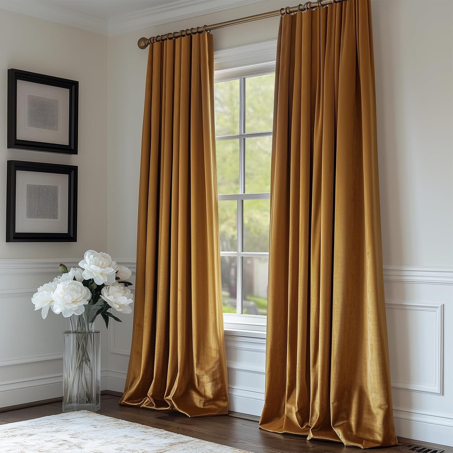 Lazzzy Gold Velvet Thermal Insulated Curtain 84 Inch Panel