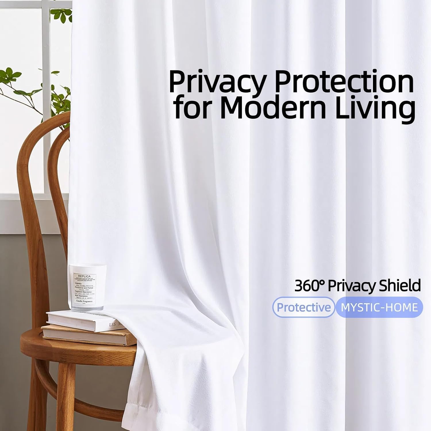 Sheer Privacy Curtains 95 Inch Length 2 Panels White Silky-Soft Tencel Velvet